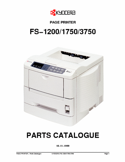 Kyocera FS-1200 Kyocera FS−1200/1750/3750 Page Printer Parts  Manual